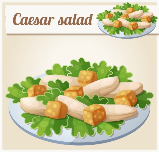 Caesar salad detailed icon vector image