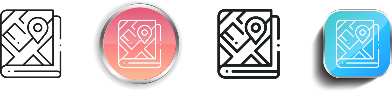 Map icon thin linear regular and button style vektorbild