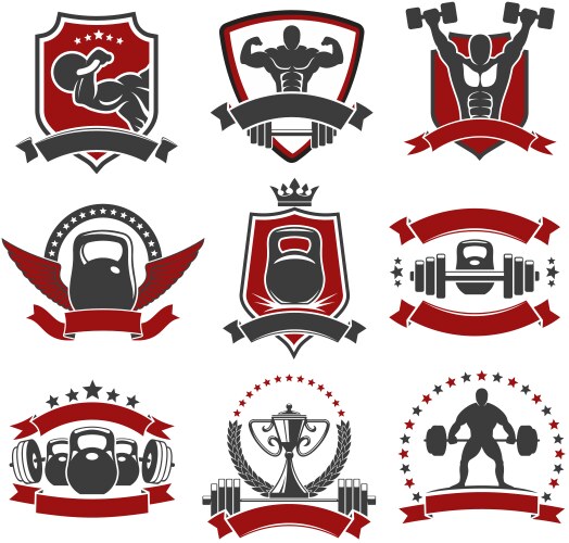 Weightlifting & Powerlifting Icons Vector Image