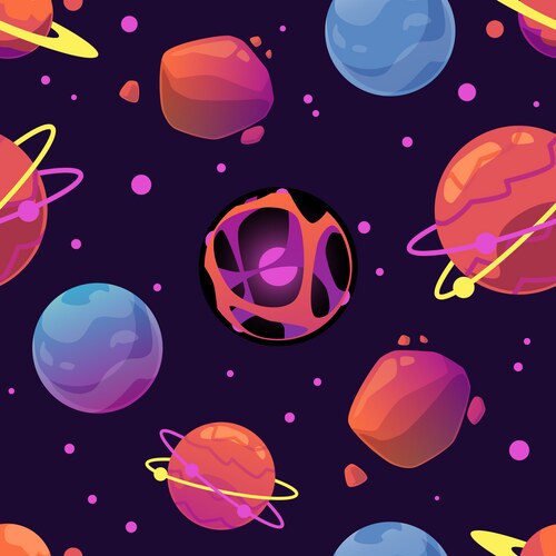 Colorful Space Planets Seamless Pattern – Royalty-Free Vector | VectorStock