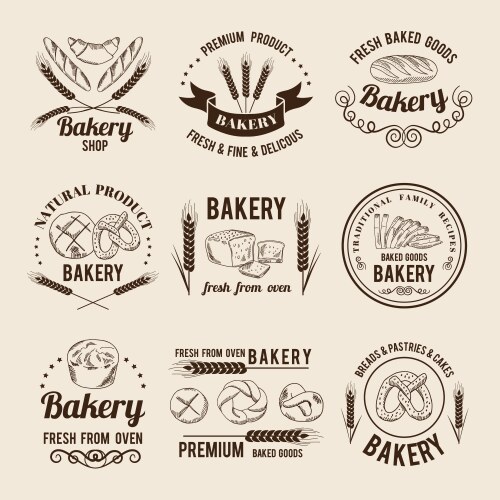 Bakery Stamp & Label Set Vector Image