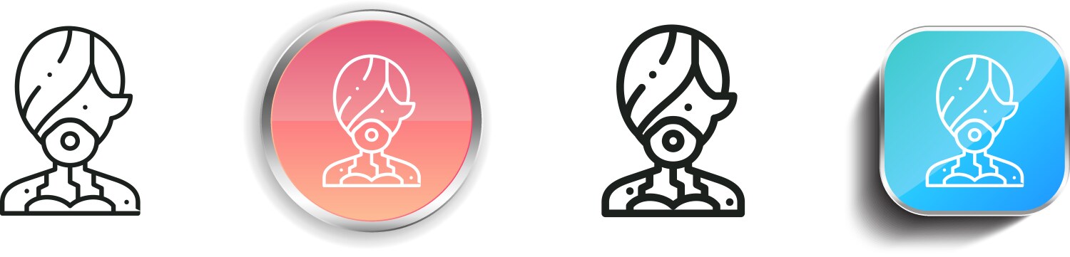 Bionic icon thin linear regular and button style vector image