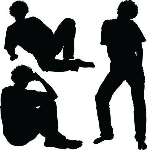 Silhouetted Male Figures Vector Image
