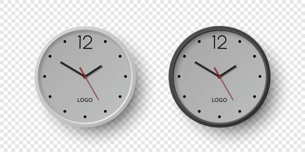 3d realistic round wall office clock set Vector Image