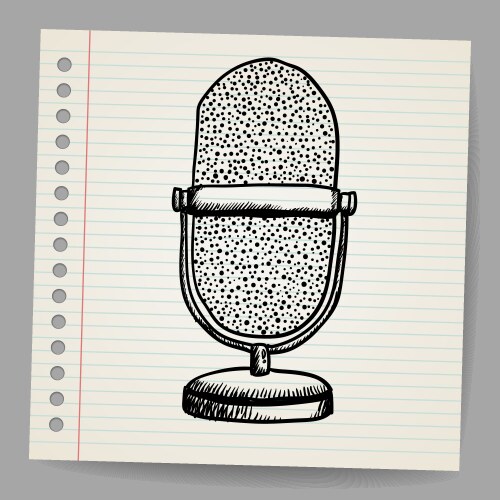 doodle retro microphone vector image