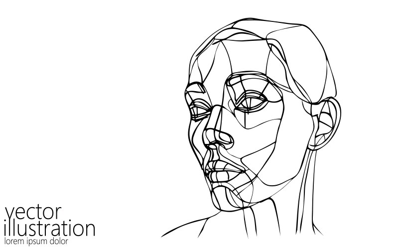 one line ai cyborg woman face smart assistant vector image