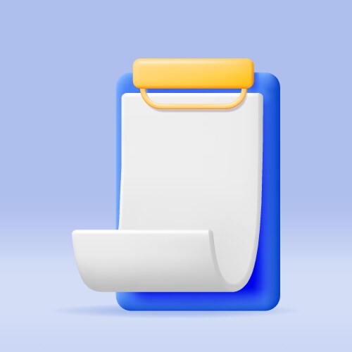 3d clipboard paper sheet with pie diagram Vector Image