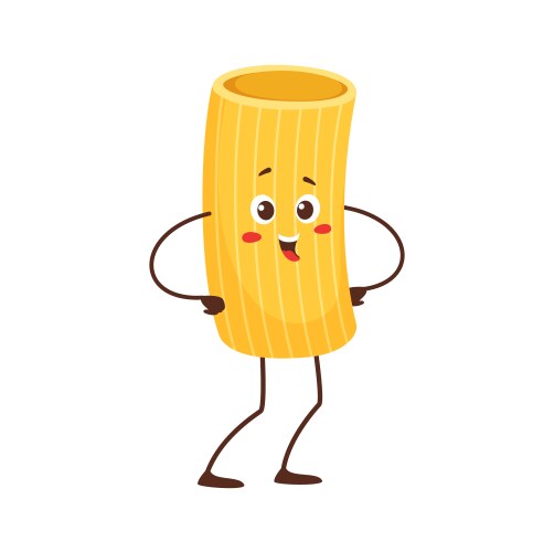 Rigatoni pasta bucatini food cartoon character vector image