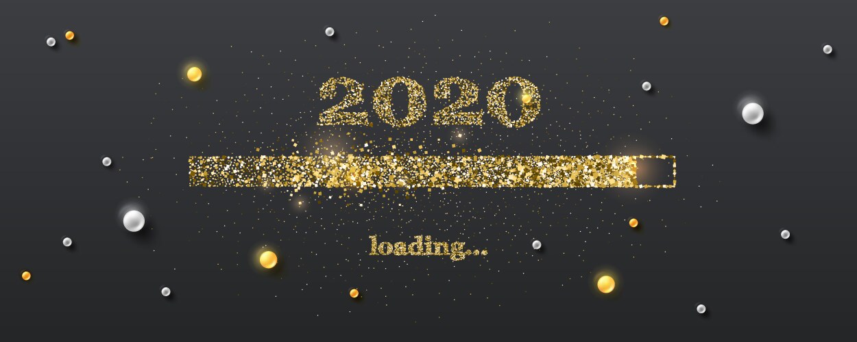 golden loading bar with transition to 2020 new vector image