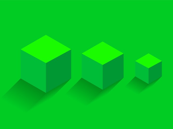 Abstract 3d cube geometric figure in green color vector image