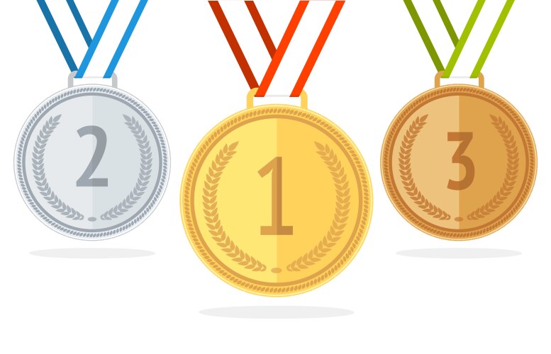 Gold silver and bronze medal icon Royalty Free Vector Image