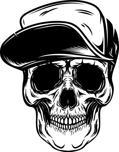 Skull in Baseball Cap - Dark Aesthetic Vector Image