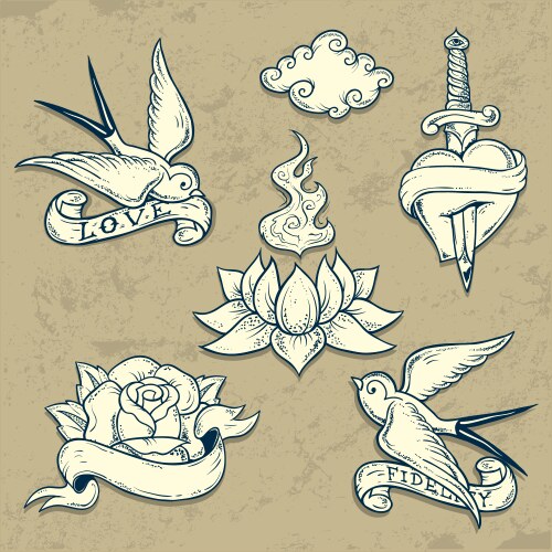 Old School Tattoo Collection Vector Image