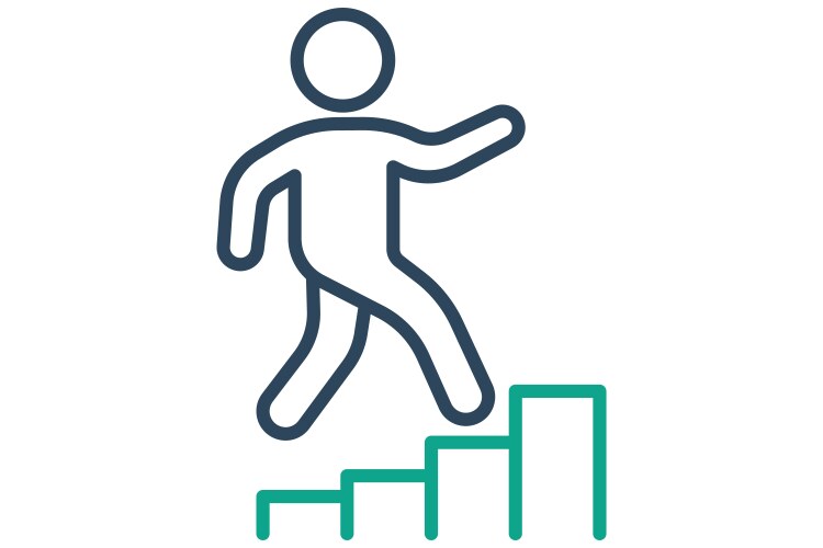 Step icon people climb stair related Royalty Free Vector