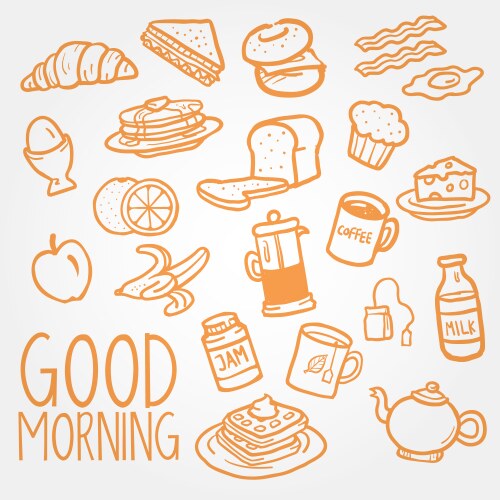 Cheerful Breakfast Doodle Vector Image