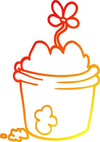 Cute Line Art Flower Pot Vector Image