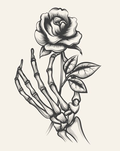 Skeleton Hands with Rose Vector Image