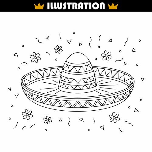 Hand Drawn Sombrero Fiesta Vector Image
