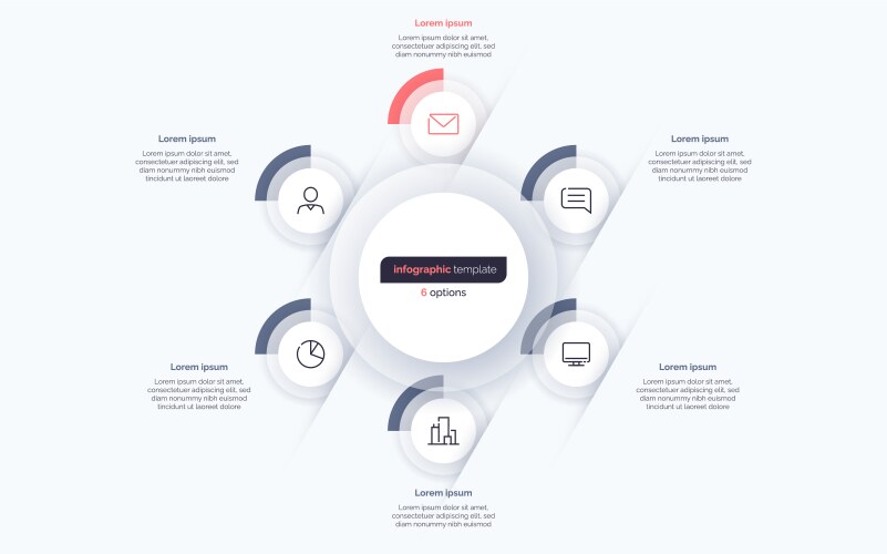 Six option circle infographic design template vector image