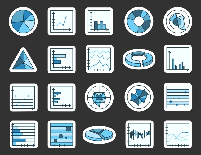 Data visualization chart set with graphs line vector image