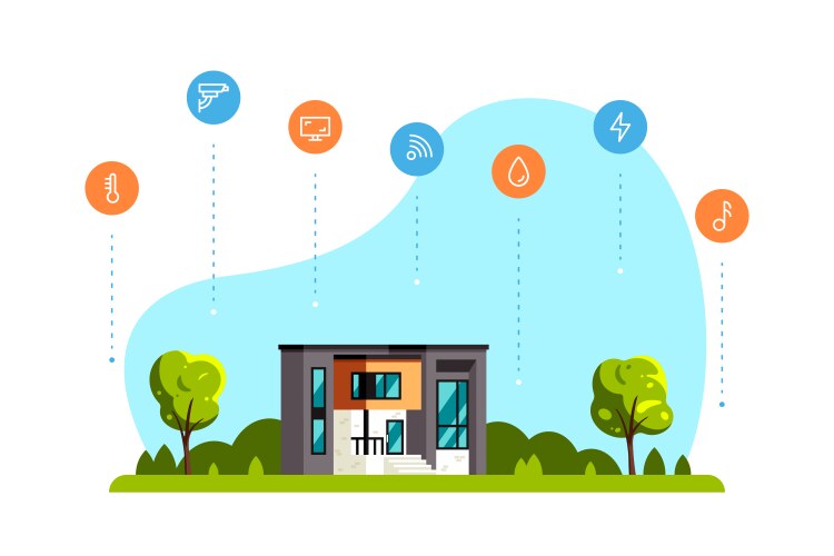 Smart house flat concept Royalty Free Vector Image