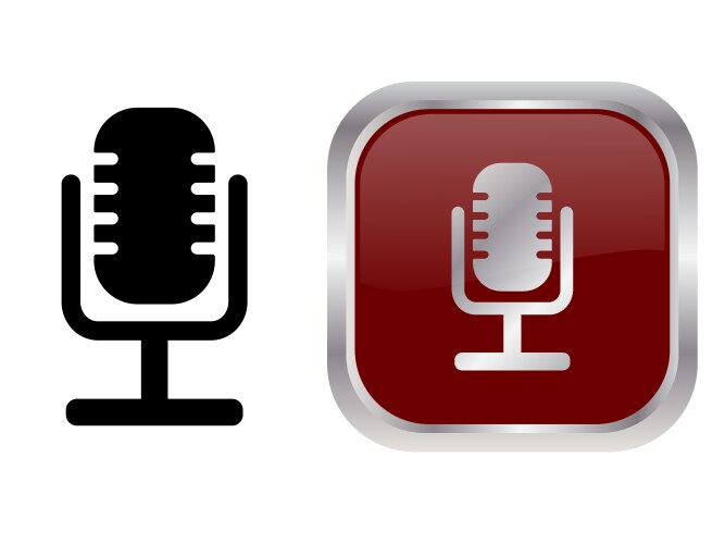 microphone simple icon and web button studio vector image