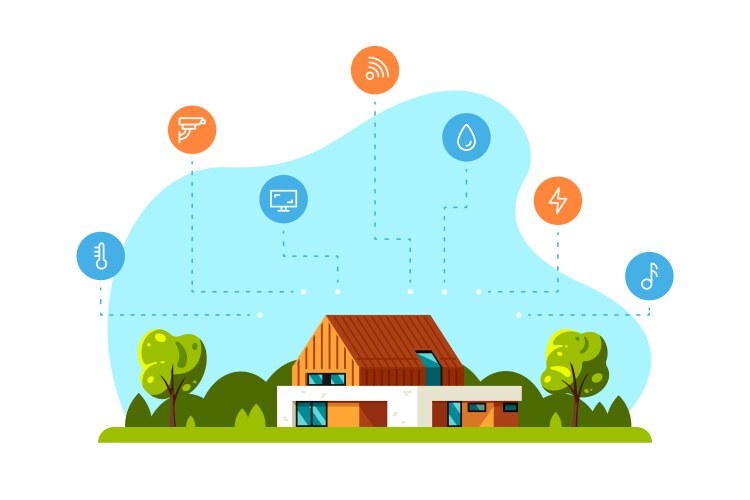 Smart house flat concept Royalty Free Vector Image