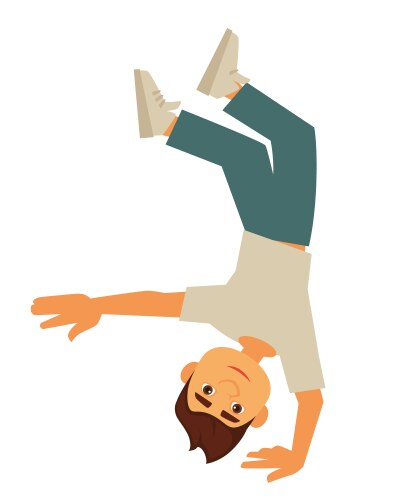 Cartoon little boy upside down Royalty Free Vector Image