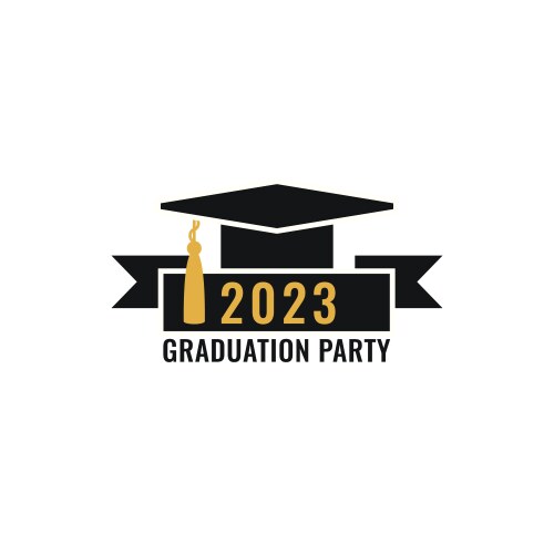 Graduation party logo design class of 2023 Vector Image