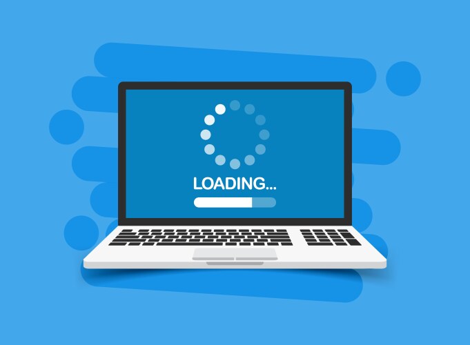 Laptop loading process icon in flat style vector image