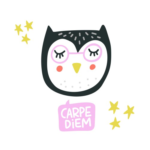 Cute hand drawn owl with quote its good Royalty Free Vector