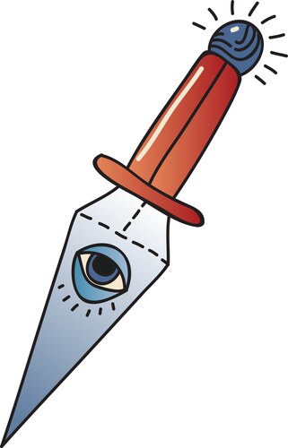 Dagger with seeing eye on white background Vector Image