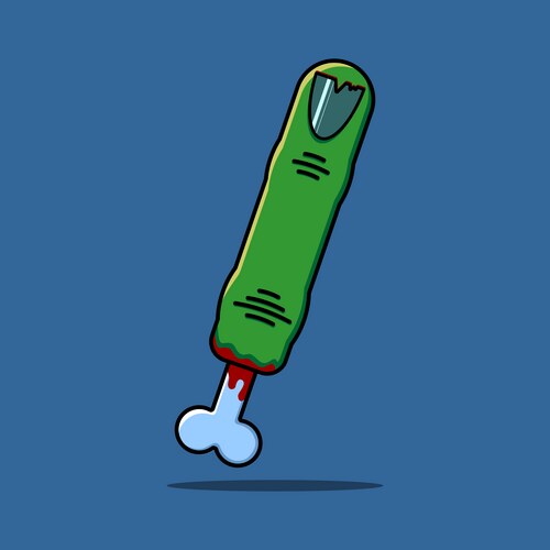 Green thumb zombie severed finger and bone Vector Image