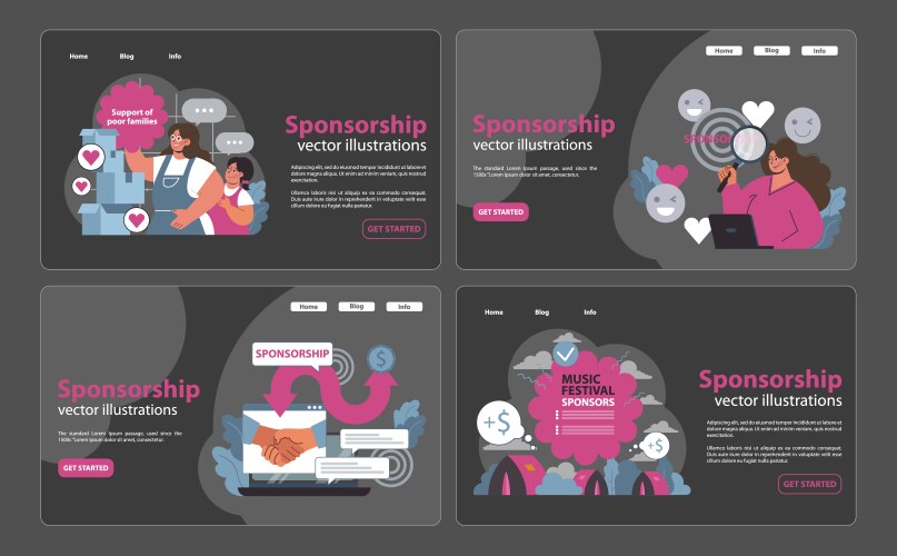 Sponsorship set flat vector image