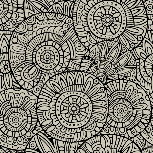 Seamless ethnic doodle monochrome pattern Vector Image