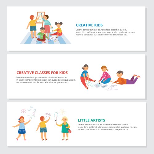 Kids creative art classes banners set vector image