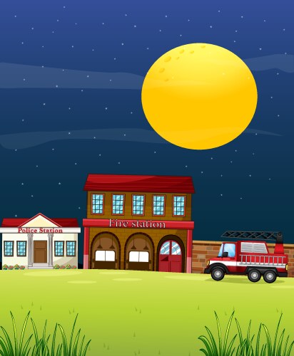 A police station beside the fire Vector Image