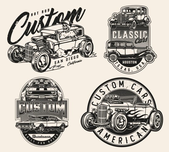 Custom cars vintage labels Vector Image