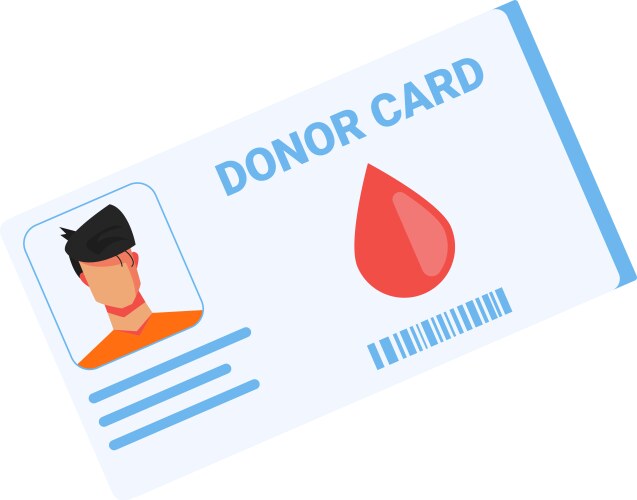 Donor card flat composition vector image