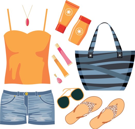 Fashionset of summer clothes vector image