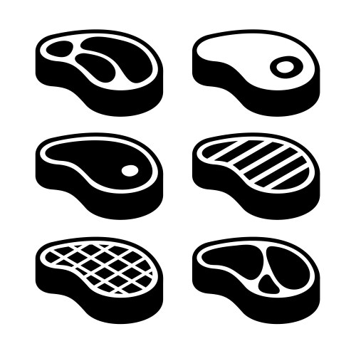 Steak icons set Royalty Free Vector Image - VectorStock