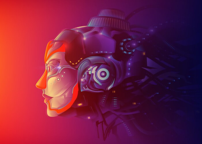 futuristic a powerful female ai vector image