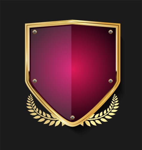 Golden Shield with Laurel Wreath Vector Image