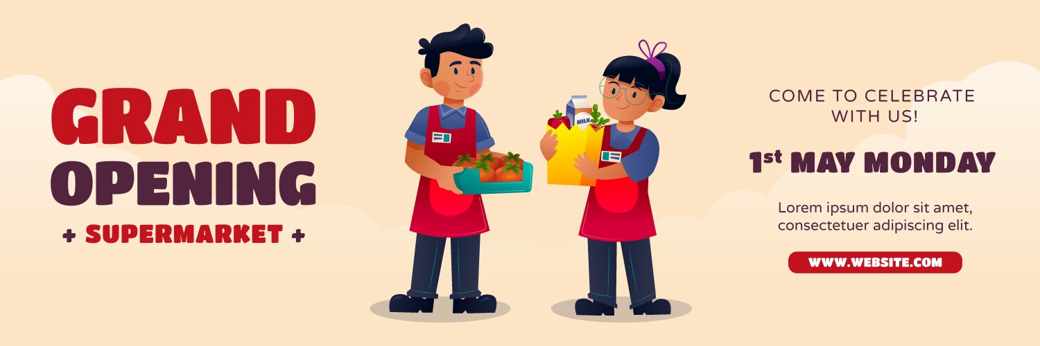 Gradient supermarket poster template Royalty Free Vector