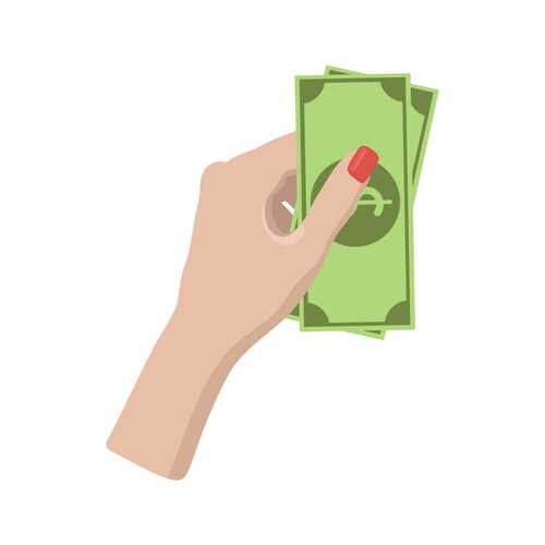 Pay for something hand holds bills drawing Vector Image