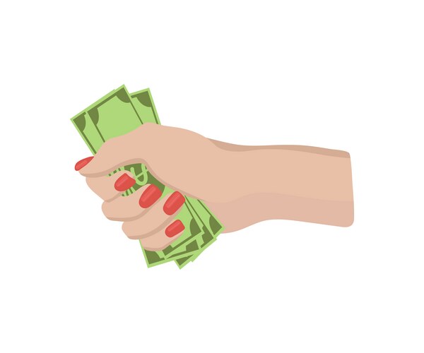 Pay for something hand holds bills drawing Vector Image