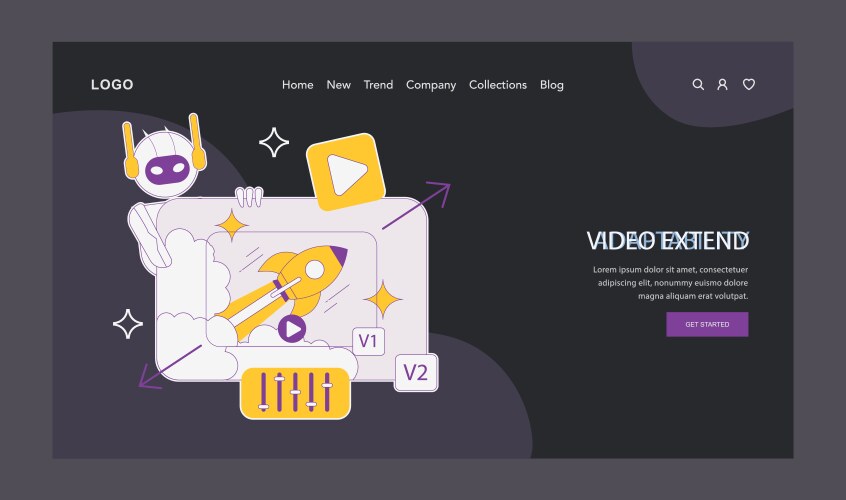 Ai for video creation2 flat vector image