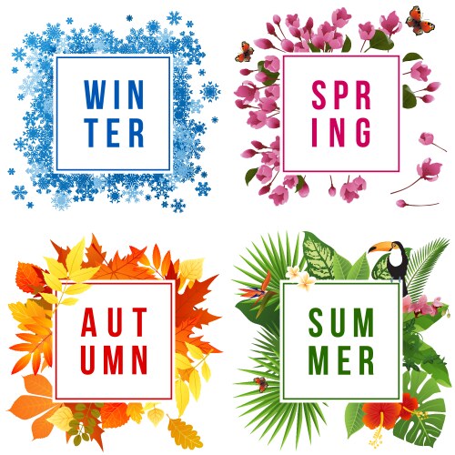 Emoji seasons icon set Royalty Free Vector Image