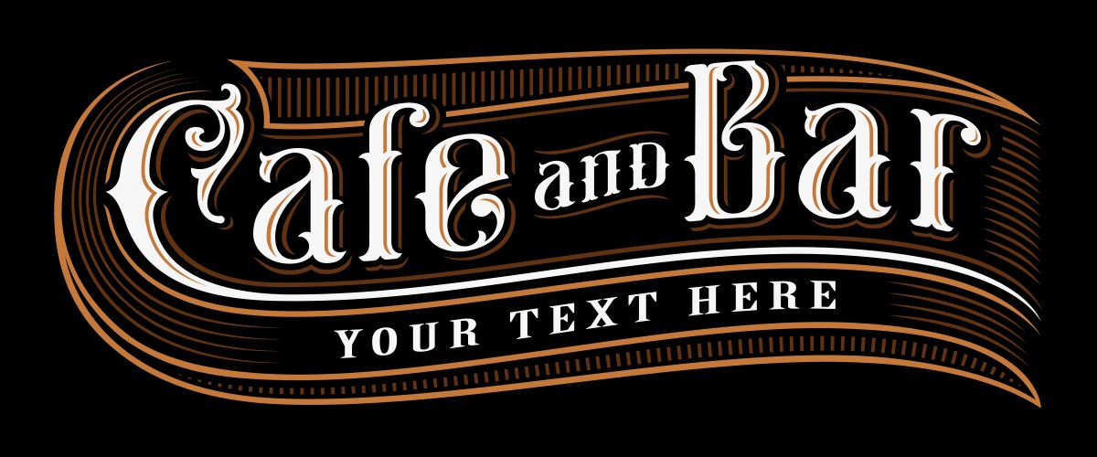 Vintage Cafe & Bar Lettering Vector Image