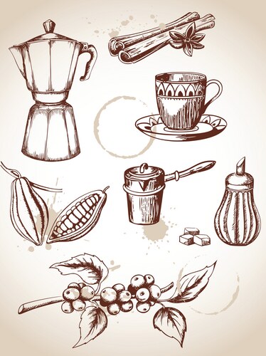Vintage Coffee & Cocoa Icons Set Vector Image